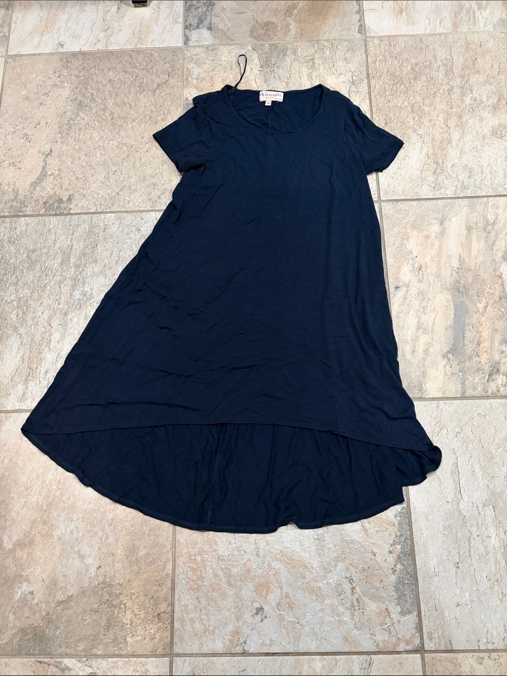 Philosophy Navy High-Low Short Sleeve Swing Dress
